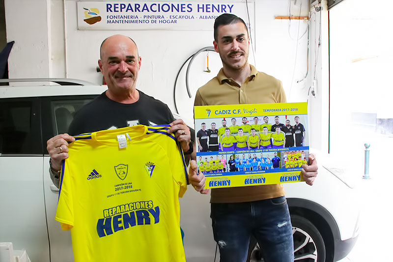 'Reparaciones Henry' renueva y será el patrocinador principal del Cádiz CF Virgili en Segunda B