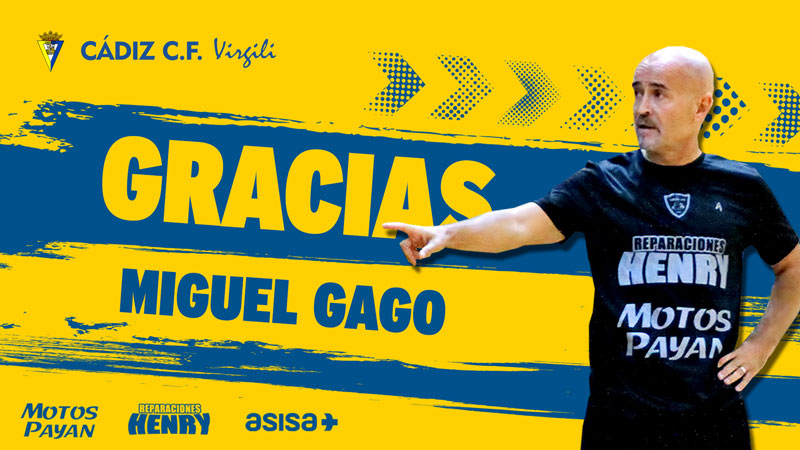 COMUNICADO | Miguel Gago no continúa como entrenador del Cádiz CF Virgili