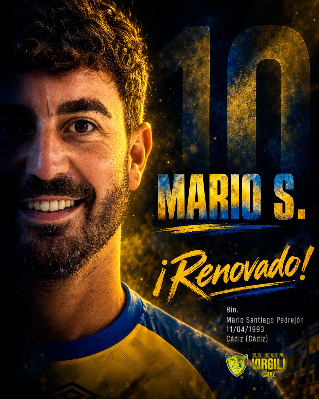 Mario Santiago renueva con el CD Virgili Cádiz para la temporada 2026-2027